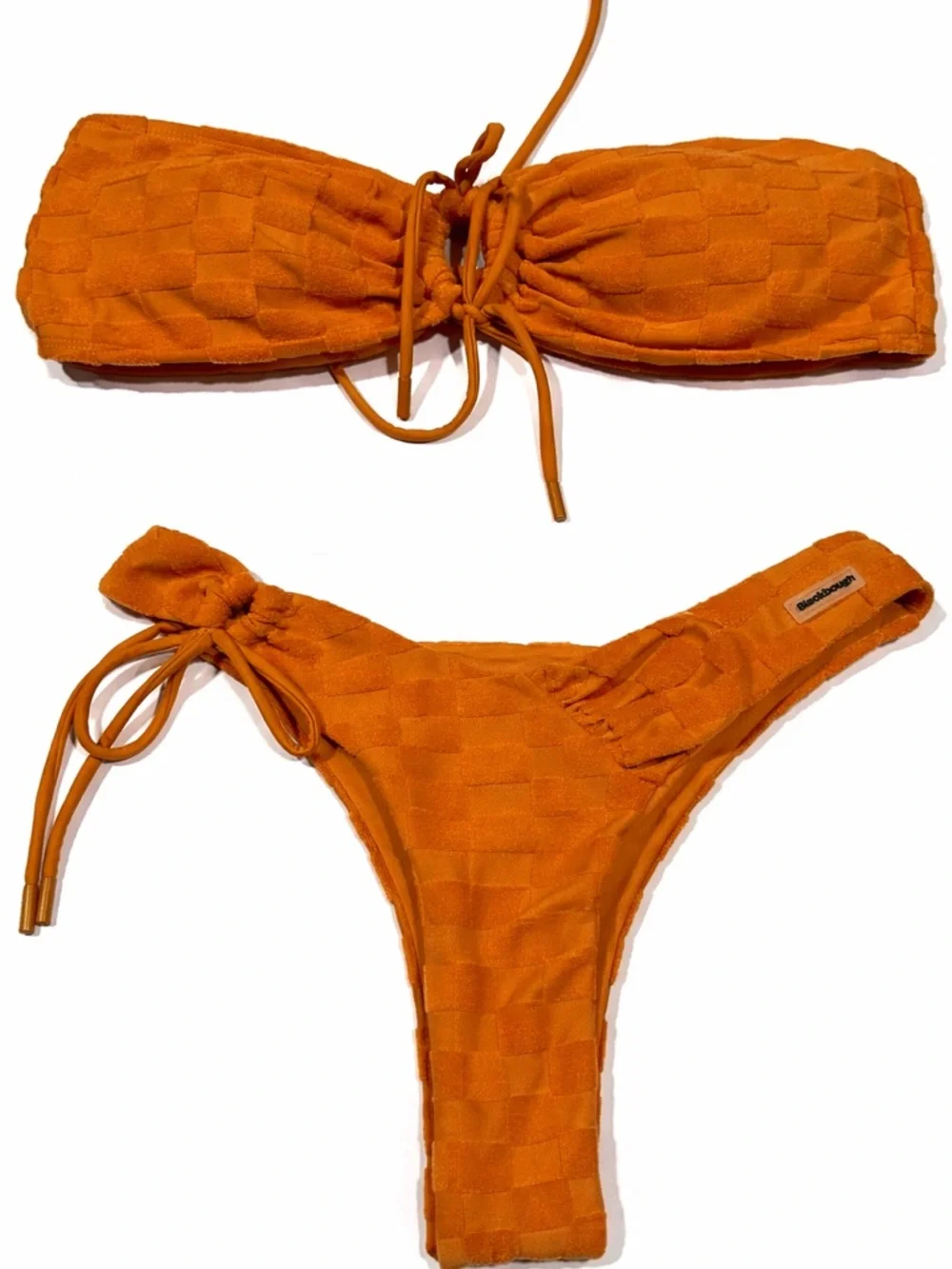 Blackbough Orange Textured Bandeau Bikini Set 👙